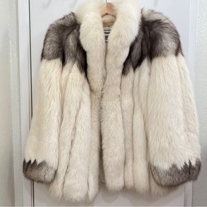 Saga Fox Coat M Blue Fox Beige White / Gray